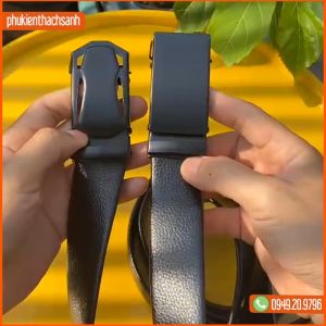 THẮT LƯNG NAM DA THẬT DÁNG TRƠN KHÓA TỰ ĐỘNG MÀU ĐEN