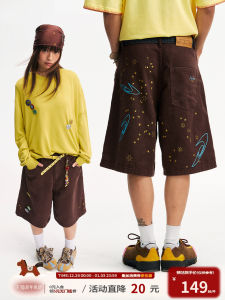 Quần Short Denim in Họa Tiết Galileo Galaxy Mùa Hè Cho Nam Quần Jeans Five Tens in Họa Tiết Cặp Đôi Quần Jeans Thường Ngày