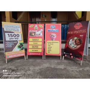 Rangka Stand Banner Kayu Tipe Engsel Tinggi 120cm x Lebar 60cm