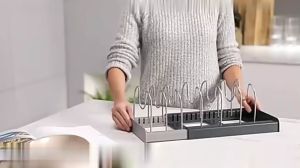 7 Dividers Stainless Steel Adjustable Pot Lid Holder Expandable Pan Organizer Rack Drawer Type Kitchen Utensils Organize