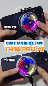Quạt tản nhiệt điện thoại sò lạnh cao cấp TH18 Pro AI 24W kiểm soát nhiệt thông minh AI Led RGB làm lạnh không tụt FPS khi chơi game PUBG