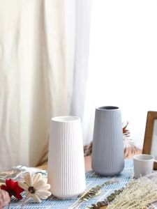 INS Minimalist Plastic Vase Flower Arrangement Container Nordic Jardiniere Imitation Glaze Flower Decoration Large Vase