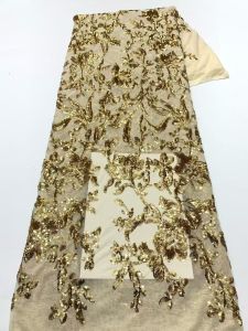 Vải Ren Sequin Chất Lượng Cao Của Nigeria Vải Tuyn Pháp Thêu Họa Tiết Châu Phi Dùng Cho Váy Dự Tiệc Váy Cưới