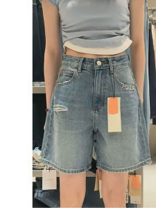 QIANCHANGNAAI | Plus Size Slimming Denim Shorts Mid Waisted Five Point Culotte