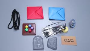 ของเล่นพิมพ์ หมากเก็บ squid game 3D Gonggi Konggi เกม JackStone เกาหลี / ของเล่นเกมปลาหมึก หมากเก็บ squid game