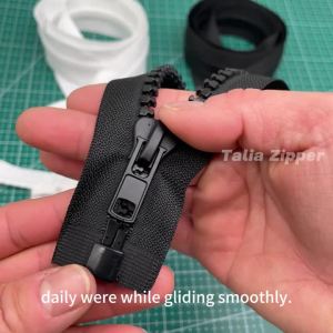2PCS #10 Plastic Resin Separating Zipper Black White 22-32 Inch for Sewing Coat Jacket Winter Coat Black Tape Heavy Duty Zippers