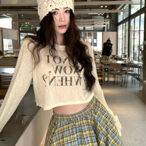 Áo Thun Nữ Tay Dài in Chữ Chống Nắng Cạp Cao Dáng Rộng Mùa Hè Mới Mỏng Thoáng Khí Thoải Mái Chất Liệu Cotton Pha Trộn