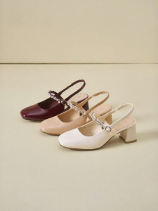 Josiny | Bridal Red Chunky Heel Peep Toe Sandals