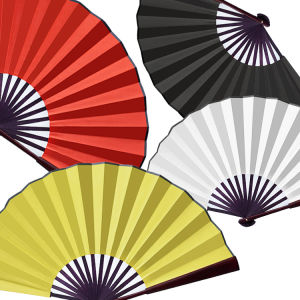 Gold Calligraphy Fan Pure Color Silk Fan Traditional Chinese Culture Playable Arts White Blank Large Red Fan for Men