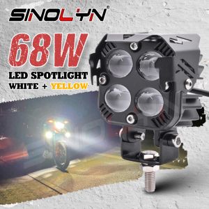12LED Driving Light 68W 3 Inch White And Yellow LED Motorcycle Auxiliary Light LED Light Motorcycle Headlight Spot Light Fog Light