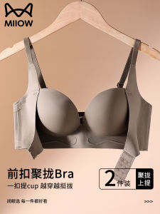 Cat Woman Front Buckle Underwear Womens Gather Small Chest Appears Large Summer Auxiliary Breast Reduction Lift Anti-Sagging Seamless Bra