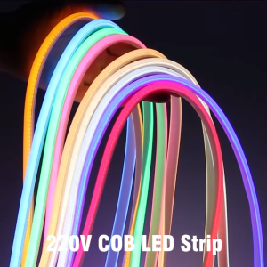 Hunta IP67 Waterproof Outdoor COB Light Strip 5M/10M/15M/20M 220V High Voltage Super Bright Neon COB Light Strip With Plug
