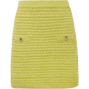 DAZZLE Knitted Textured Half Skirt Short Simple Commute mid Waist H-Line Cotton Blend Summer Fashion Ladies Skirts