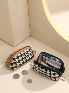 กระเป๋าใส่กุญแจรถยนต์ผ้าใบลายสก็อตขนาดเล็กสำหรับผู้หญิง กระเป๋าใส่เหรียญแบบพกพา 2024 รุ่นใหม่