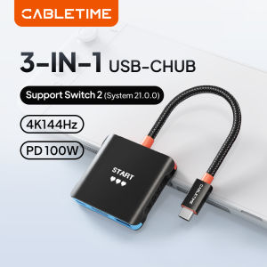 Cabletimes | CABLETIME Switch 2 Dock Portable TV Hub 3 in 1 4K 144Hz PD100W 5Gbps High-Speed Replacement Dock Station for Switch Steam Deck