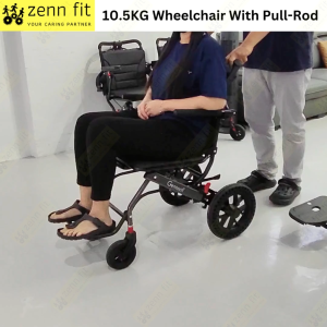 Lightweight Foldable Wheelchair 10.5kg With Pull Rod Aluminum Waterproof Cushion Seat Kerusi Roda for Travel Elderly