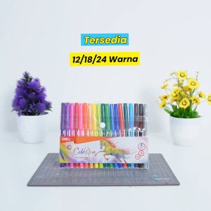 Deli Felt Pen / Color Marker / Spidol Warna 12/18/24 Warna Tebal Tidak Berbau EC100X3