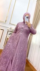Gamis Terbaru Viral Laksmi Dress Ceruty Babydoll Full Puring Mix Brukat Baju Setelan Wanita Inner Dan Outer Brokat Terpisah Jumbo XL XXL Termurah