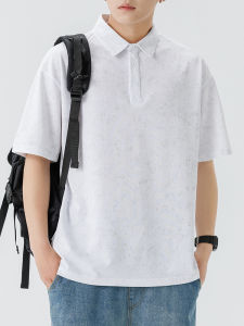 Casual Short Sleeve Mens Polo Shirt Summer Heavyweight T-shirt Trendy Brand Versatile Casual Collared Top Silk Lustrous Cotton