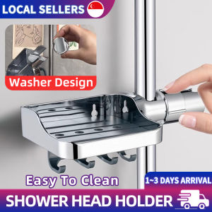 Bathroom With Hooks Shower Head Holder Bar 360° Rotation Universal Adjustable Bracket Shelf Toilet Rack Sprayer Holder Accessories