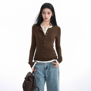 BAIDAIFEI | Áo Thun Cổ Henley Đa Lớp