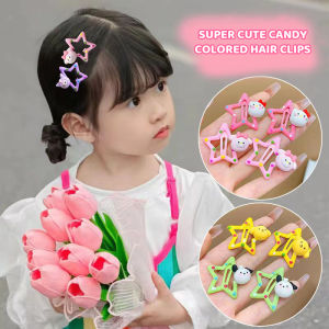 Dopamine Cute Set of 5 Cartoon Five-pointed Star Hair Clip Star BB Clip Side Clip Breaking Clip Sweet Children Student Hair Accessories