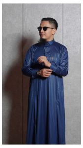 Al Amwa - Jubah Series Hudzaifah | Gamis Pria Lengan Panjang | Jubah Dewasa Polyester Kerah Kemeja