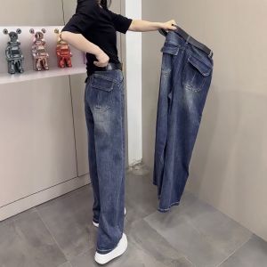 Quần Jeans Nữ Vintage Phong Cách Emo Rộng Thùng Thình Màu Xanh Nhạt Mùa Hè 2025 Kiểu Harajuku Y2K Ống Rộng Phong Cách Punk Chất Liệu Denim