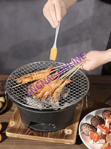 Multi-Function Thickened Cast Iron Charcoal Barbecue Stove – BBQ Tea Brewing & Indoor Heating Portable Grill