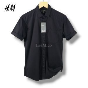 Kemeja Polos Pria Lengan Pendek Kemeja Pendek HM Slim Fit Kemeja Casual Pria