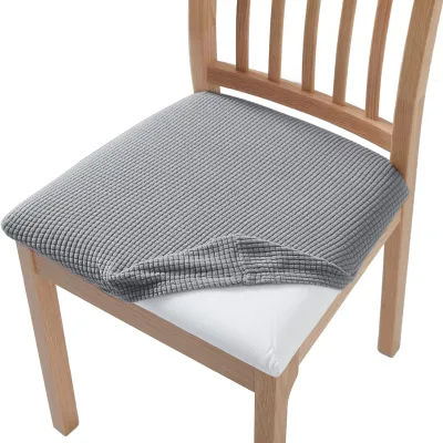 Stretch Jacquard Chair Seat Covers Chair Removable Washable Upholstered Dining Room Chair Seat Protector Cushion Slipcovers