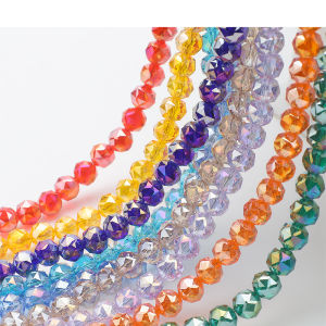65Pcs/Lot 8mm Round Facets Cut AB Colored Crystal Glass Spacer Beads for DIY Jewelry Making Earings Bracelets Accessories