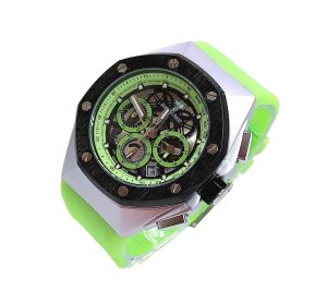 GROSIR TERMURAH!!!...Jam Tangan Pria Keren New AP CHRONOGRAPH Body Silver Black Strap Rubber Grade Super