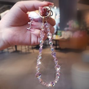 Crystalline Butterfly Short Mobile Phone Chain Pendant Four Leaf Clover Beaded Handheld Durable Digital Accessory Jewelry