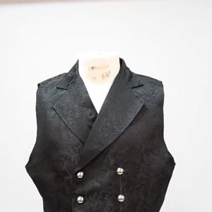 Blazer Vest Double Breasted Gothic Punk Men Formal Suits Jacquard Short Waistcoat Costume Sleeveless Coat Lapel Collar for