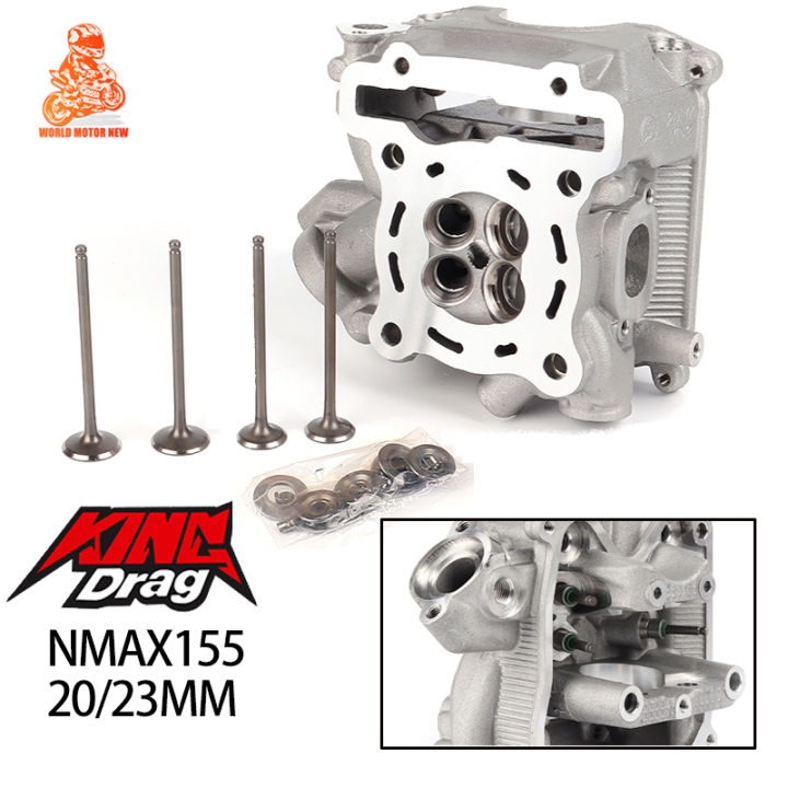 King Drag Original Cylinder Head 4 Valves CNC NMAX V1 AEROX V1 NVX 20/23mm(Head & Valves