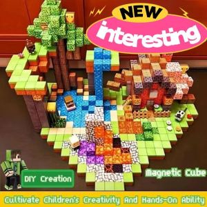 30/40/50PCS Magnetic Blocks My World Magnetic Building Blocks DIY Variety Cube Building Block Toys For 3+ Year Old