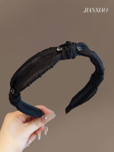 Simple Fashion Black Rhinestone Mesh Hairband Face Slimming Versatile New 2024 Korean Style Headband by Jian Xiao