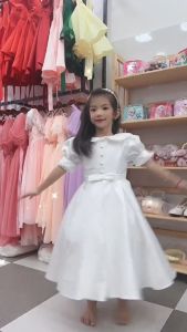 Váy Đầm Công Chúa Bé Gái Trắng Phi Tiểu Thư Cao Cấp CC177