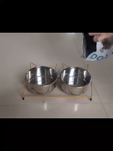 Elevated Anti Flip Pet Bowl Stainless Steel Double Bowl Anti-Tipping Dog Bowl Feeder Cat Bowl Water Dispenser