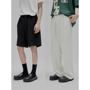 NANS Heavyweight Double-Sided Knitted Roman Cloth Straight Leg Pants with Belt Loop Mid-Seam Youth Casual Wear All Seasons