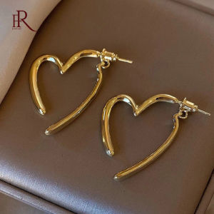 Frascati Asymmetrical Gold Silver Color Metal Love Heart Drop Earrings For Women Personality Simple Earring Jewelry