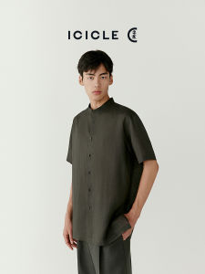 Icicle Mens Short Sleeve Shirt Standard Fit Fashion Urban Style Summer Cotton Linen Flat Weave Fabric Casual Style