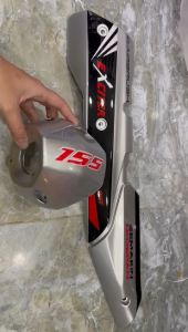 Bộ ốp pô 2 món xe Exciter 155 màu bạc tem đen