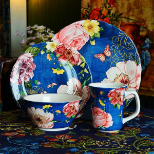 OMK Peony flower series Ceramic Dinner Plates 9 inch and 11 inch