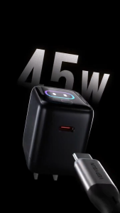 45W GaN Fast Charger with AI Smart Digital Display PD3.0 USB-C Charging Block for iPhone 17/16/15 Pro Samsung S24 Laptop Tablet Travel Adapter