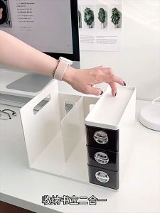 【D295 READY STOCK】Multifunctional Bookend Stand With Drawer Multipurpose Bookshelf Creative Desktop Stationery Organizer