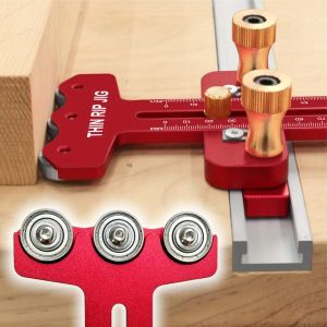 Thin Rip Table Saw Jig - 3 Pulleys Thin Rip Jig Table Saw Guide เหมาะสําหรับ 19 #   และ 30 #   T Slot และสําหรับ 3/8in X 3/4in U Slot