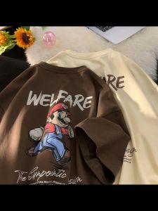 [100% Cotton]Fashion Over Size Round Neck Short Sleeved T-Shirt for Woman Men