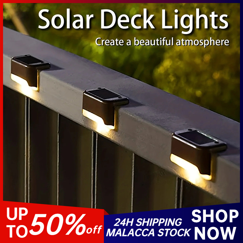 Solar Stair Light LED Solar Garden Light Waterproof Outdoor Light Lampu Raya Fence Lamp Outdoor Lighting Balcony Decor Deck Lights